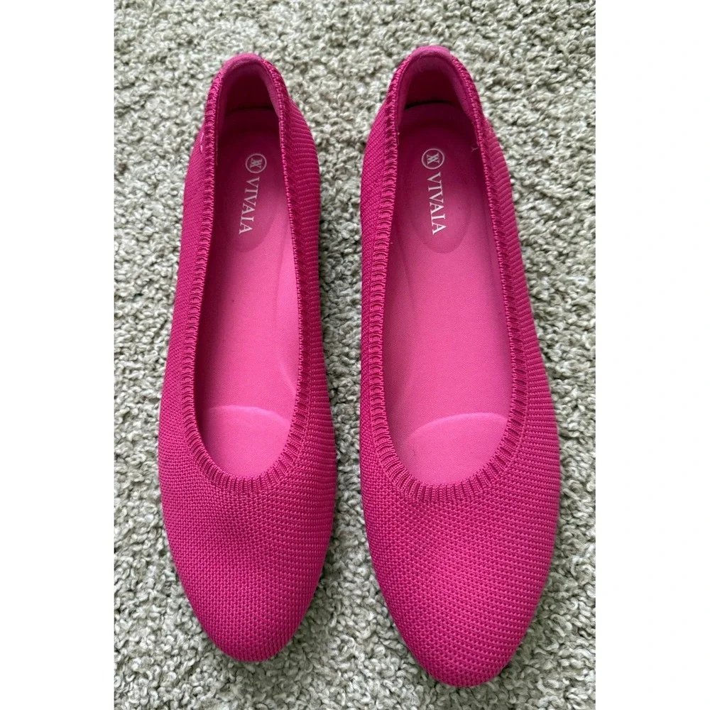 VIVAIA Aria 5 Pointed Toe Pitaya Pink Womens Size 8.5 Knit Flats Preppy - Picture 1 of 6